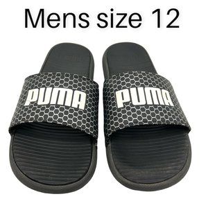 Puma Men's Cool Cat Bold Comfort Slides Black White Size 12